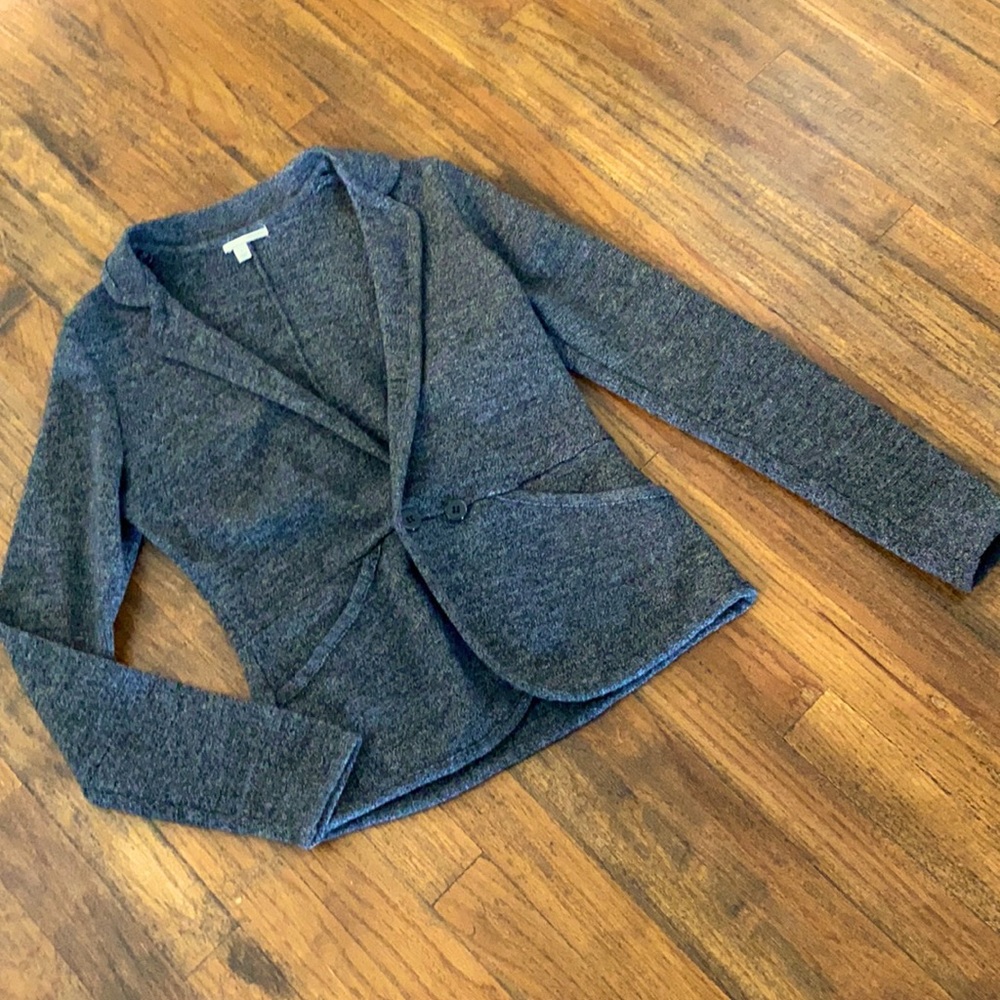 Halogen Wool Blend Sweater Blazer Charcoal Gray - Picture 2 of 9